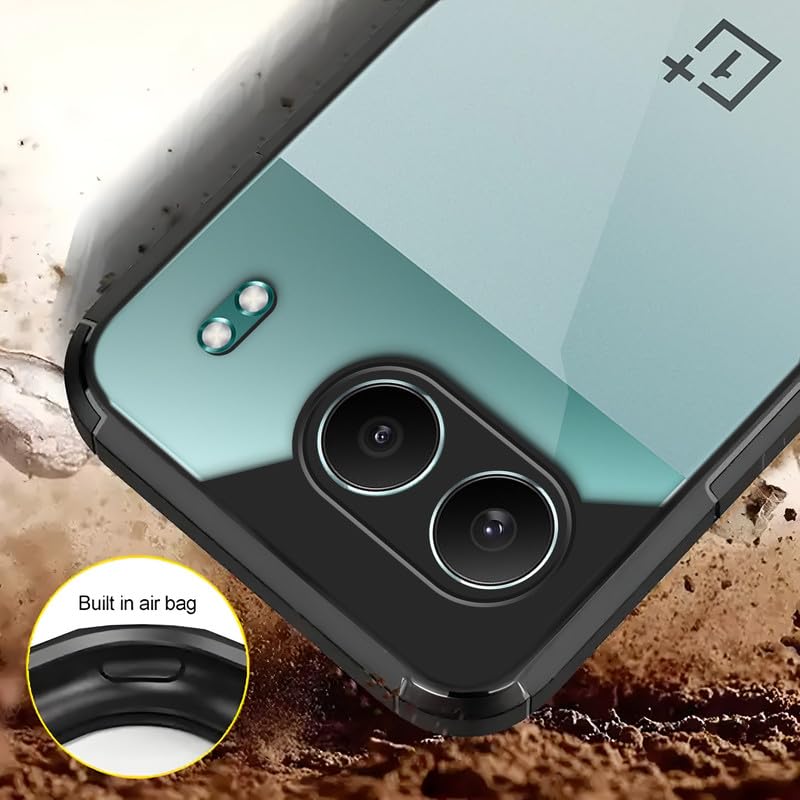 Image of Mr. Case Transparent case with Silicone Frame Back Cover for OnePlus Nord 4 5G | Shockproof Transparent Hard Back Shockproof Bumper - Transparent (Black Border)