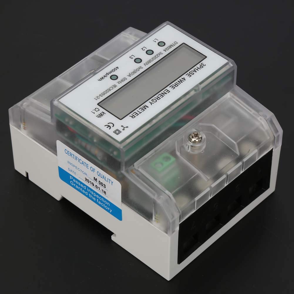 Medidor de Electricidad Digital trifásico 5-80A Medidor de Electricidad trifásico de Cuatro Hilos 220/380V Consumo de energía en Carril DIN Medidor de Electricidad eléctrico trifásico con LCD Medido