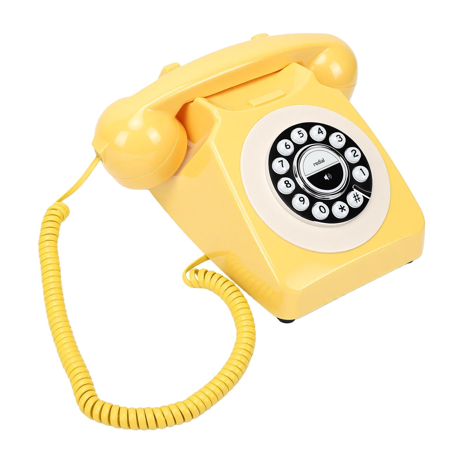 Annadue Telefono Bluetooth Cordless retrò con Ricevitore, Supporto per Chiamate in Vivavoce, Riproduzione Musicale e Ricarica Rapida per la Fissa dell'ufficio Domestico (YELLOW)