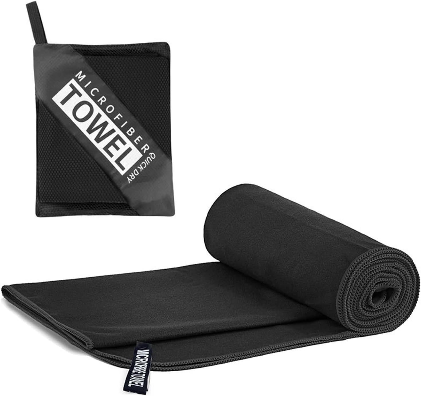 LushOrchidVale Microfibre Towel - Quick dry Lightweight Absorbent Travel Towel,Beach Towel Perfect for Sports Beach Gym Swimming,Cycling,Yoga, Camping,Hiking (Black, 40x80cm)