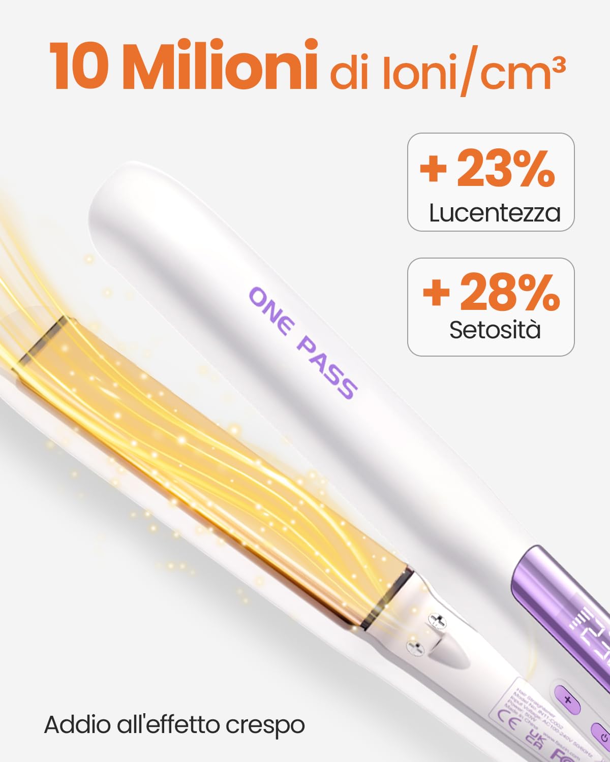 Faszin Piastra per Capelli Professionale in Titanio 30mm, 2 in 1 | Riscaldamento rapido 20s, tecnologia ionica anticrespo, sensore NTC, doppio voltaggio, ideale per capelli spessi o in viaggio