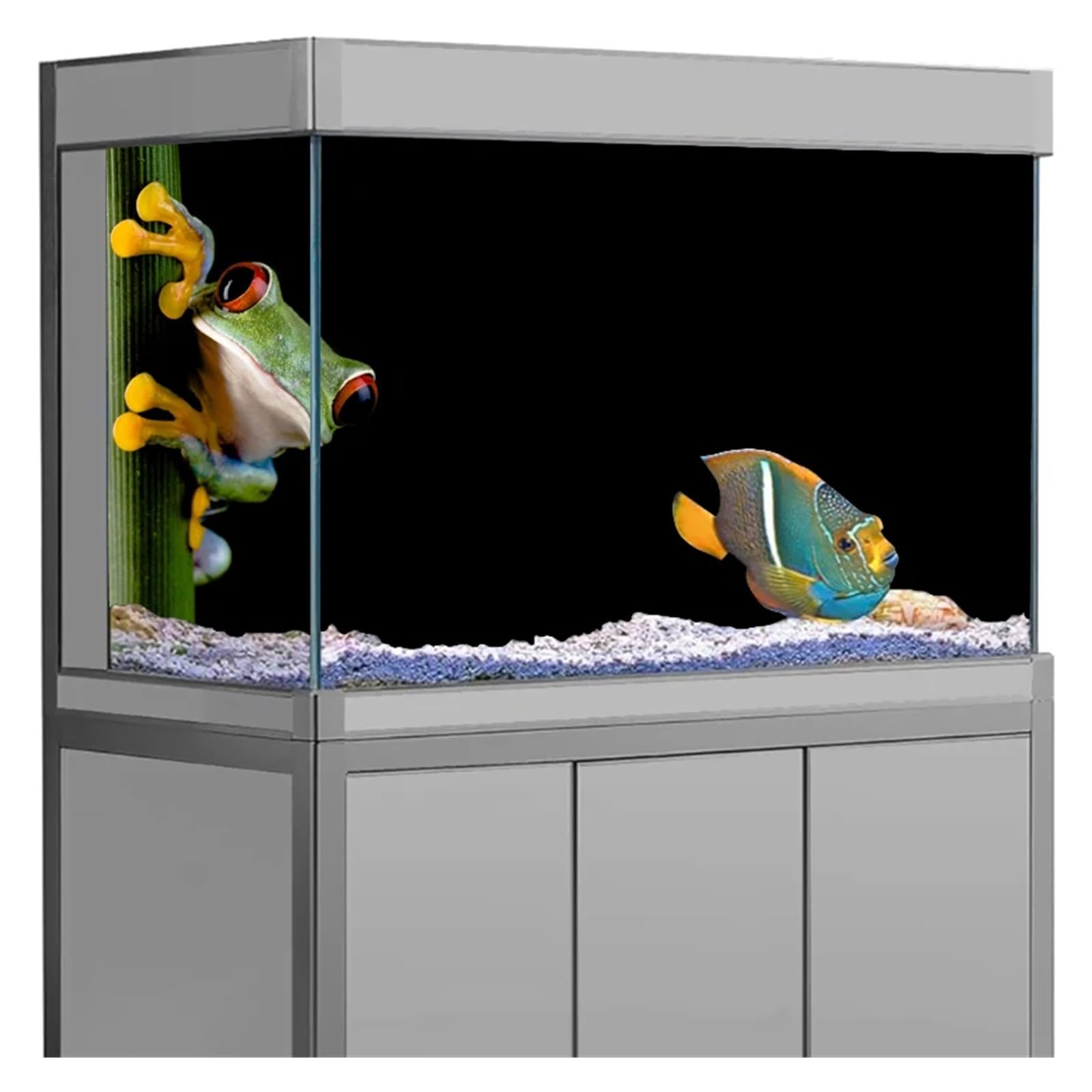 Fond Aquarium Autocollant de Fond d'aquarium, Affiche Grenouille Dessin animé, décoration, Papier Peint Auto-adhésif(41x 122cm)
