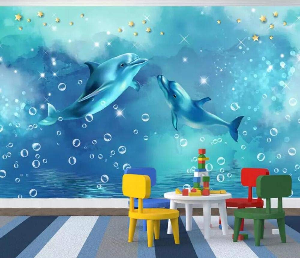 Ciel étoilé et dauphin murale 3d papier peint personnalisé chambre