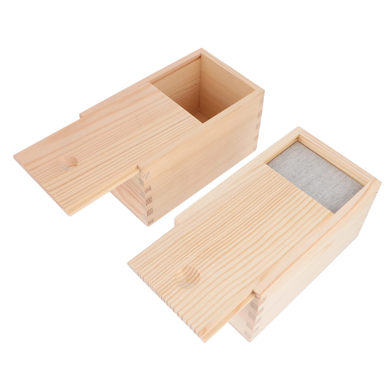 ULTNICE 2Pcs Wooden Storage Boxes with Lid Unfinished Wood Jewelry Box Bamboo Tea Box Treasure Chest for Crafts Art Hobbies and Home Storage