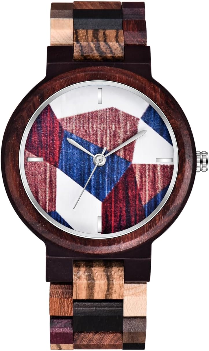 Inverted Geometric Wood Watch Creative Quartz Watch for Men Hand-Made Wooden Watches