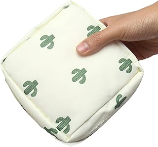 Luwigs Sanitary Napkin Storage Bag Menstrual Cup Pouch Nylon Portable Sanitary Napkin Pads Storage Bags Feminine Menstruation First Period Bag for Teen Girls Women Ladies (One Pack, White)