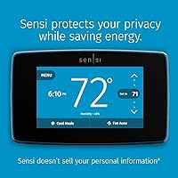 Vista 2 de Emerson Sensi Touch - Termostato inteligente Wi-Fi con pantalla táctil a color, funciona con Alexa, certificado Energy Star, requiere cable C, ST75