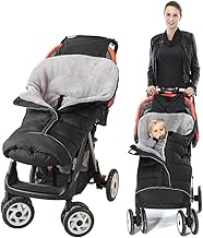 Fairy Baby Universal Footmuff for Pushchairs Prams Winter Cosy Toes Footmuff Thick Fleece Waterproof Windproof Sleeping Bag for Newborn Buggy Stroller (Black, 6-24Months)
