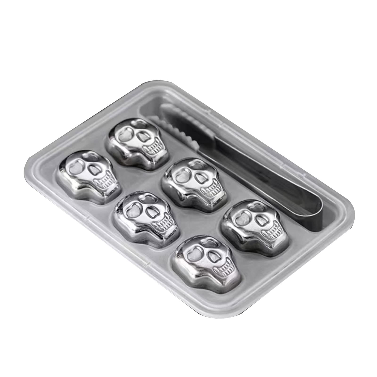 Stainless Steel Ice Cube Skull Head Shaped Stones Reusable Coolers Chiller Birthday Gift For Dad Him Husband Stainless Steel Ice Cube For Drinks Reusable For Freezer