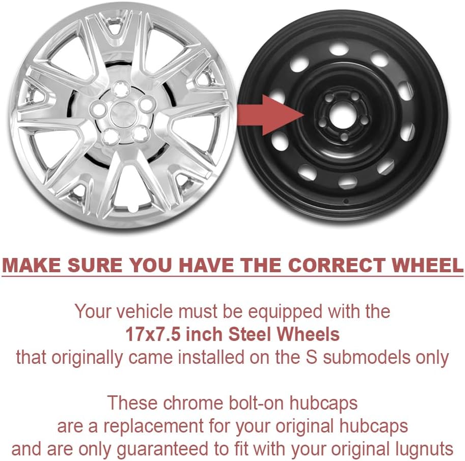 Auto Reflections Set of 4 Bolt-On Wheel Covers for Ford Escape 2013-2016 5 Spoke 17 inch - Chrome
