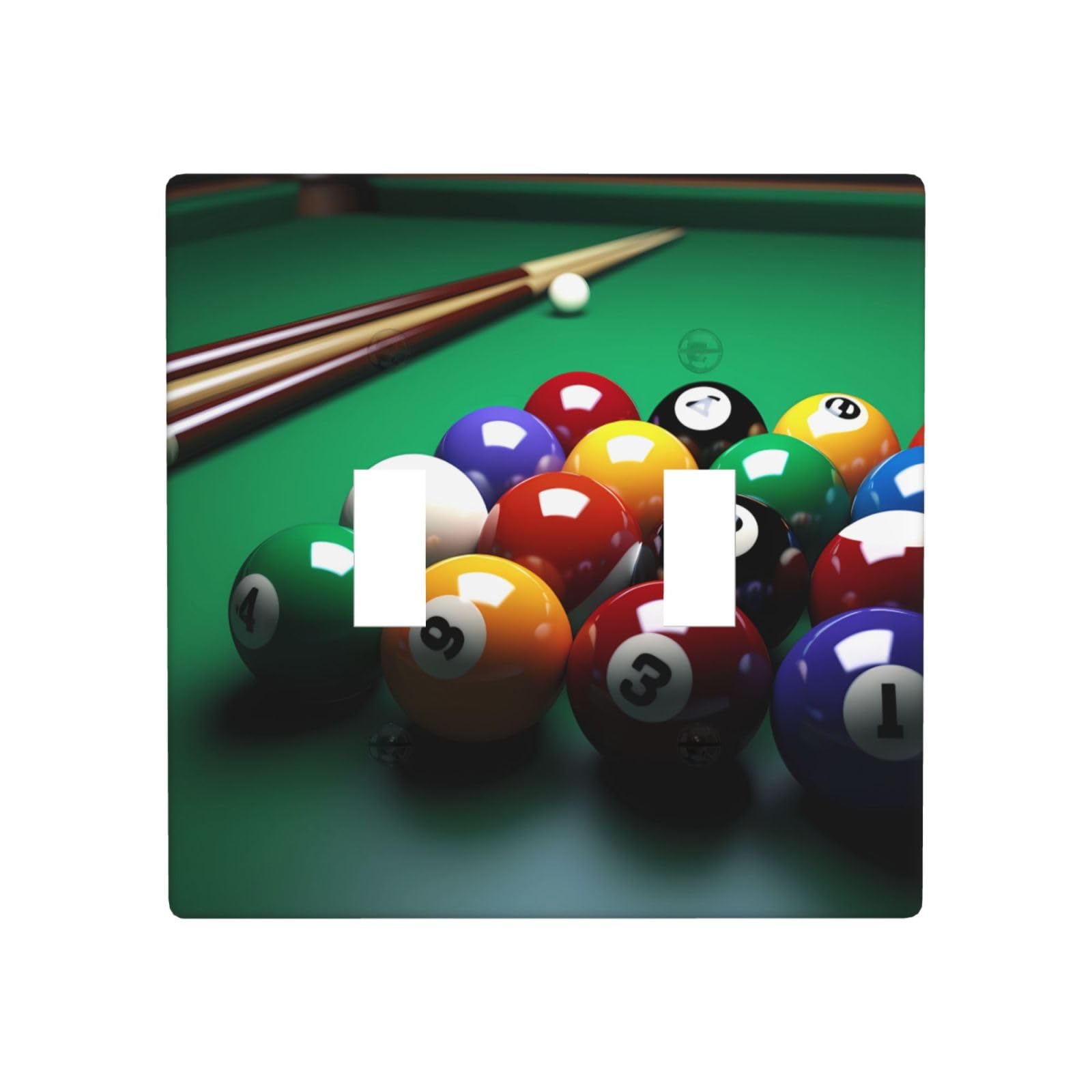 Decorator Double Toggle Light Switch Covers Billiards Wall Plate 2-Gang Standard Size 4.5" x 4.5" Double Toggle Switch Wallplate Decorative 2 Gang Wall Switch Plate Covers
