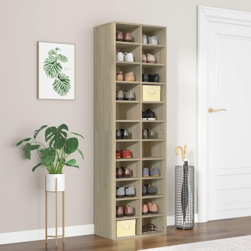 vidaXL Armoire à Chaussures, Organisateur de Chaussures avec Étagère, Meuble de Rangement Entrée Maison Intérieur, Chêne Sonoma Bois d’Ingénierie