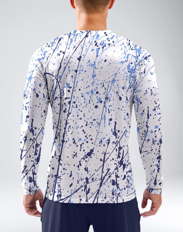Image of Men's Sun Protection Swim Long Sleeve UPF 50+ Rash Guard Lightweight Shirts | SPF, UV, Workout, Hiking, Fishing, Athletic, Running, Thumb Hole, Reflective Design Shirt