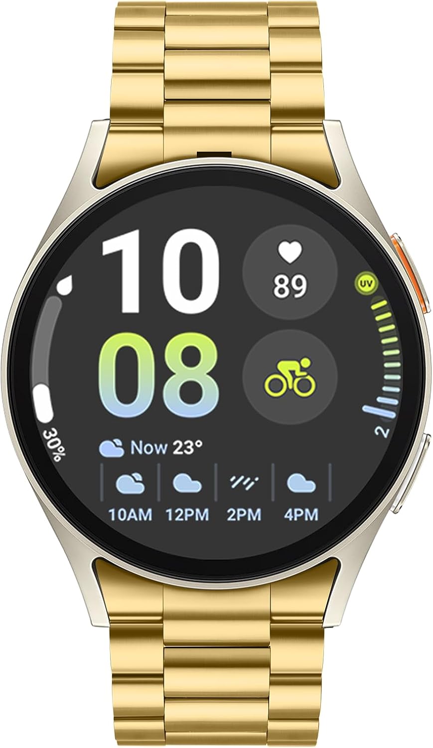 Tasikar No Gap Bands Compatible with Samsung Galaxy Watch Band 7/6/5/4/FE 44mm 40mm/6 Classic Band 47mm 43mm/5 Pro 45mm/4 Classic 46mm 42mm, 20mm Metal Strap for Men Women, Gold