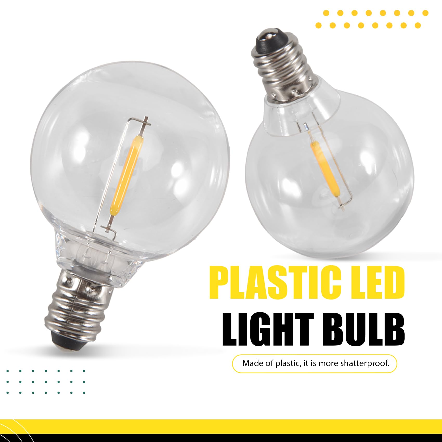 20 Piezas Bombillas LED de Repuesto G40 Bombillas de Globo LED Inastillables con Base de Tornillo E12 para Luces de Cadena Solares CáLidas