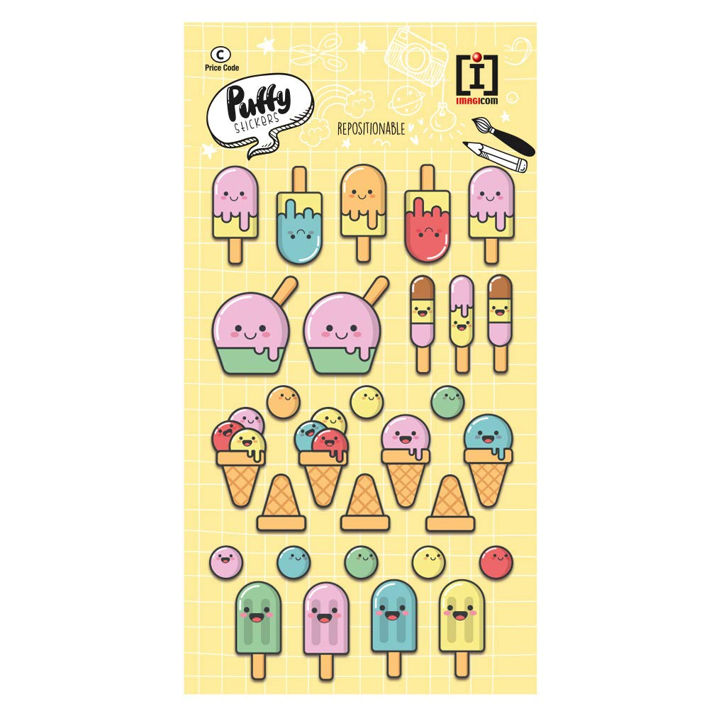 ImagicomStickers 3D Ice Cream with Glitter