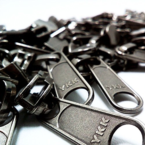 YKK Vislon Reversible Pull Slider Zipper Repair Kit Replacement 5 10 Per Pack, Size 5, Black