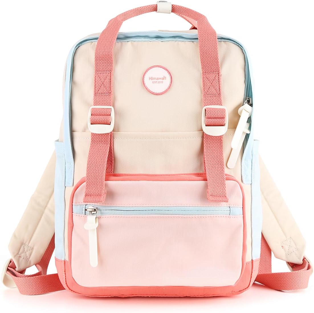 himawari Laptop Backpack for Women, 14.9 Inch,Large Capacity College Bookbag for School, Waterproof Casual Daypack for Travel-1088-05#Pink&Blue