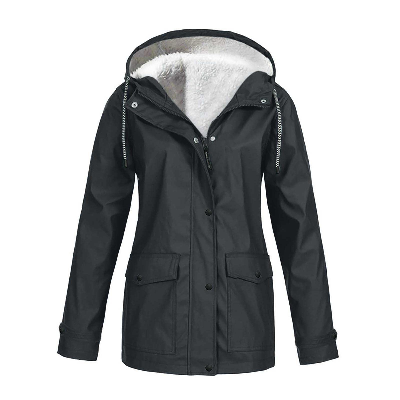merishopp Hoodie Soft woman Jacket Windproof Rain Coat Outdoor Winter Warm Outwear Dark Gray XXL|Rain Coat|Waterproof Rain Jacket|Men's Rain Coat|Women's Rain Coat|Kids' Rain Coat-picture-8