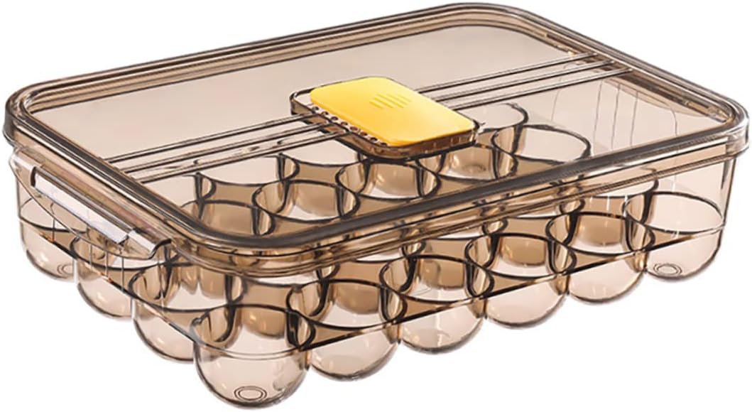 Covered Carrier Box Brown Organizer Storage Case for Refrigerator Lid for Home and Picnic Use