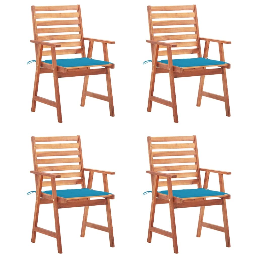 Krzesła ogrodowe 4 szt. z poduszką, lite drewno akacjowe, krzesła ogrodowe, krzesła outdoorowe, na pokład Balcony