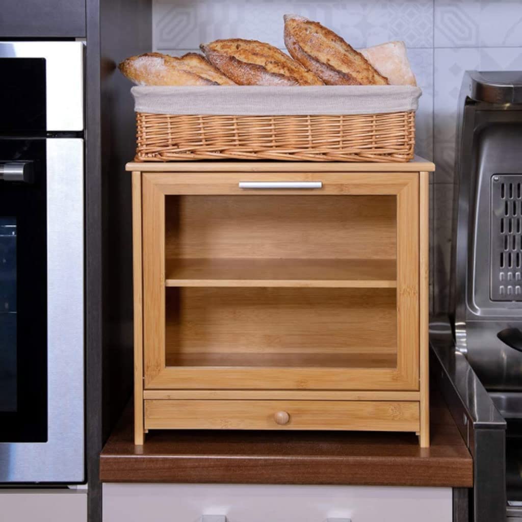 LIOONS Práctica Panera, Panera De Doble Capa, Panera De Cocina, con Ventana Transparente para Mayor Comodidad Y Frescura