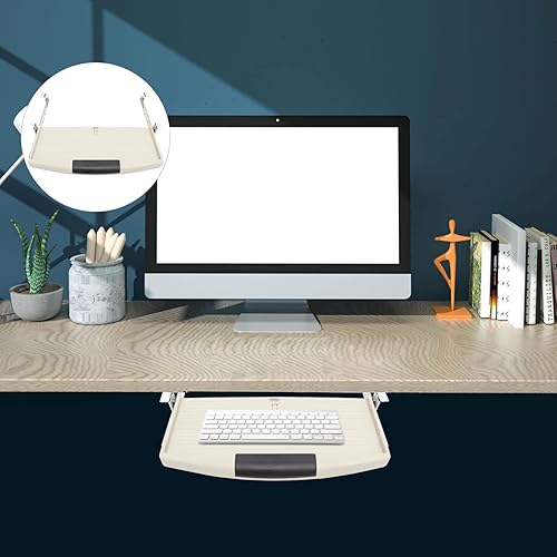 Miniatura 5 de Caja para teclado de computadora, bandeja de teclado debajo de la mesa, cajón de teclado, soporte para computadora de escritorio, soporte para