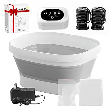 Ionic Foot Bath Detox Machine, Ionic Foot Spa to Remove Toxins with 2 Arrays, 80 Disposable Foot Bath Liners, Detoxification Sea Salt, Folding Bathtub, Gift for Women & Men