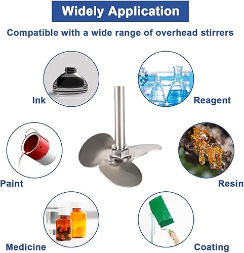 Miniatura 2 de ASSYA Agitador elíptico de la hélice de 3 cuchillas del acero inoxidable, diámetro 262.5 ft m de la barra del agitador, agitador mecánico del
