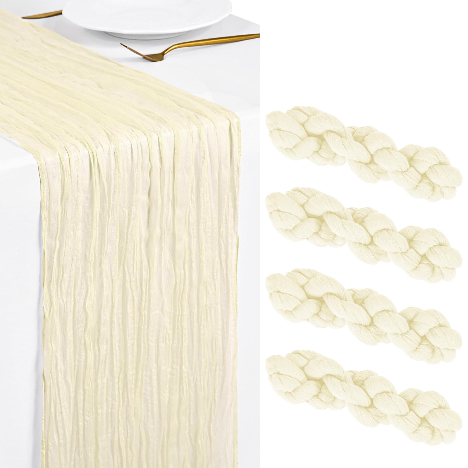 Showgeous 4 Pack Ivory Cheesecloth Table Runner 45 x 275 cm