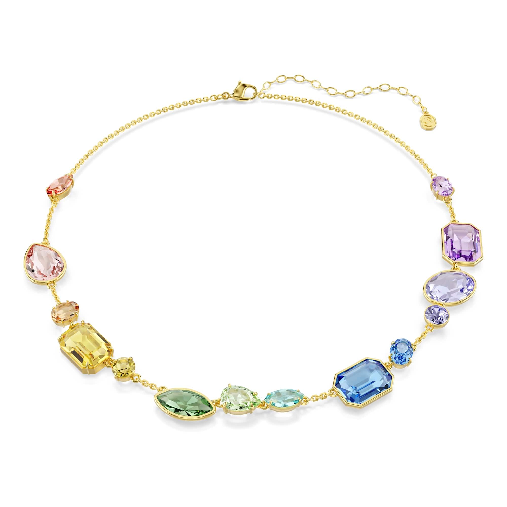 Collier Gema Multicolore en Cristal Swarovski avec Placage Or