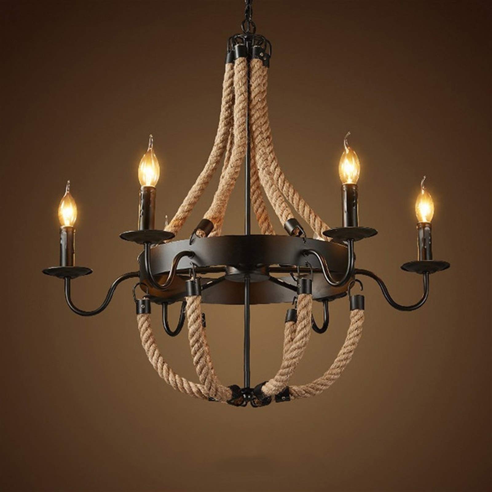 Suspension industrielle en corde de chanvre au style rustique noble