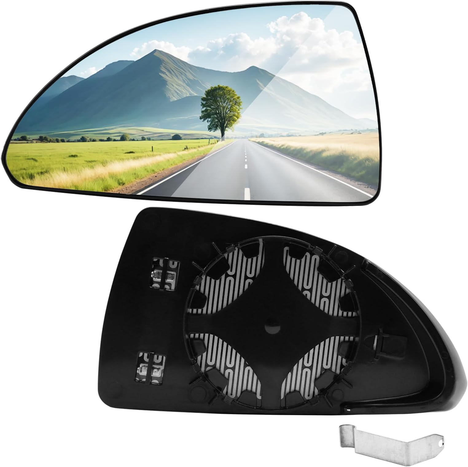 Compatible Chevy Impala Side Mirror Glass Replacement 2006 2007 2008 2009 2010 2011 2012 2013, Driver Side Impala Rear View Mirror Glass with Power Heated, Replace for 89046151 88894540 - Left