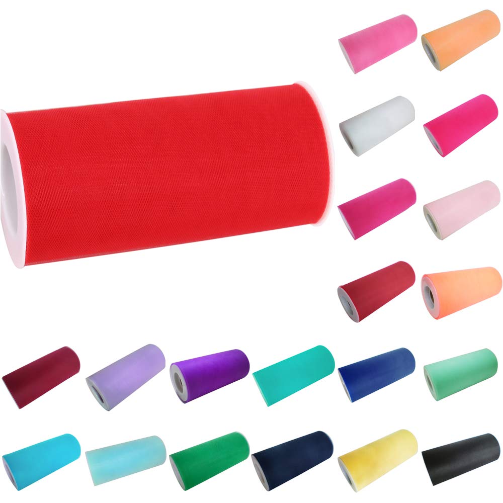 Time to Sparkle 6inch*25yards Tutu Tulle Roll, Tulle Spool Wraping Crafts Bow Skirt Wedding Party Birthday (Coral) — image 1