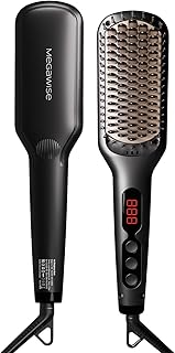 MEGAWISE Escova Alisadora de Cabelo Iônica Pro Ceramic para Salão Doméstico | Tecnologia de Aquecimento Mch Fast 20S com Segurança de Desligamento Automático | Anti-Queimadura com Dupla Voltagem Universal | Cabo de Alimentação Giratório