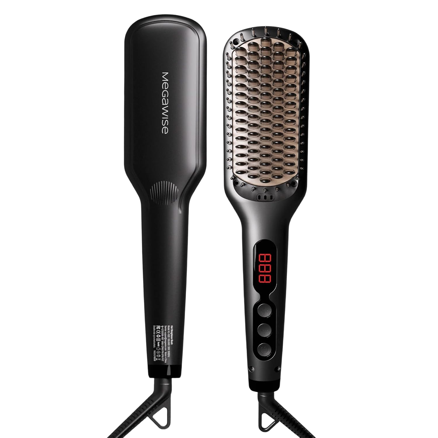 MEGAWISE Pro Ceramic Ionic Hair Straightener Brush for Home Salon MCH Fast 20s Heating Tech with Auto-Off Safety