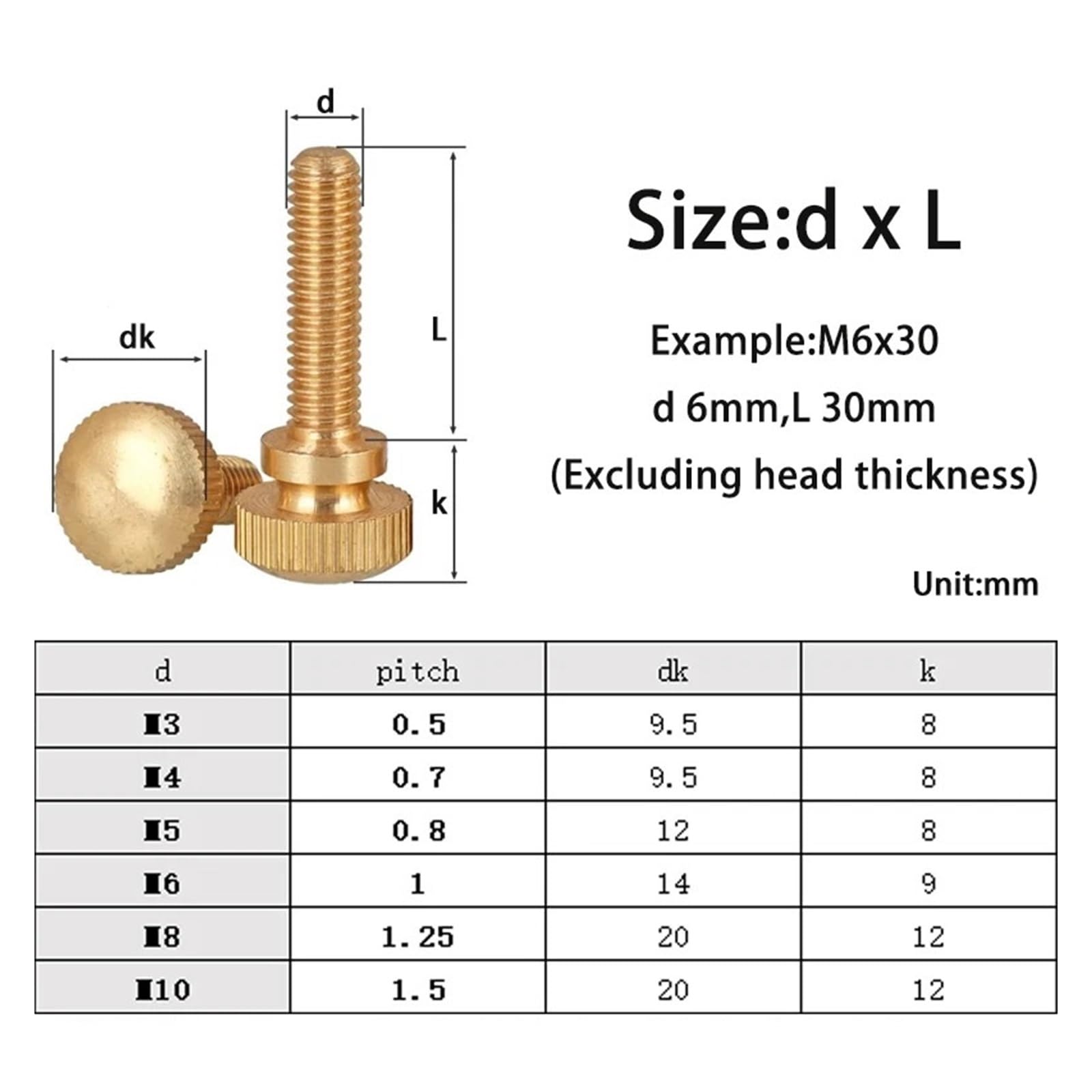 10-100Pcs Messing Doppelschicht Rändelschrauben Stufenkopf werkzeuglose Schrauben M3-M10 PC-Gehäuse Elektronik(M6x10(dk 14)-5pcs)