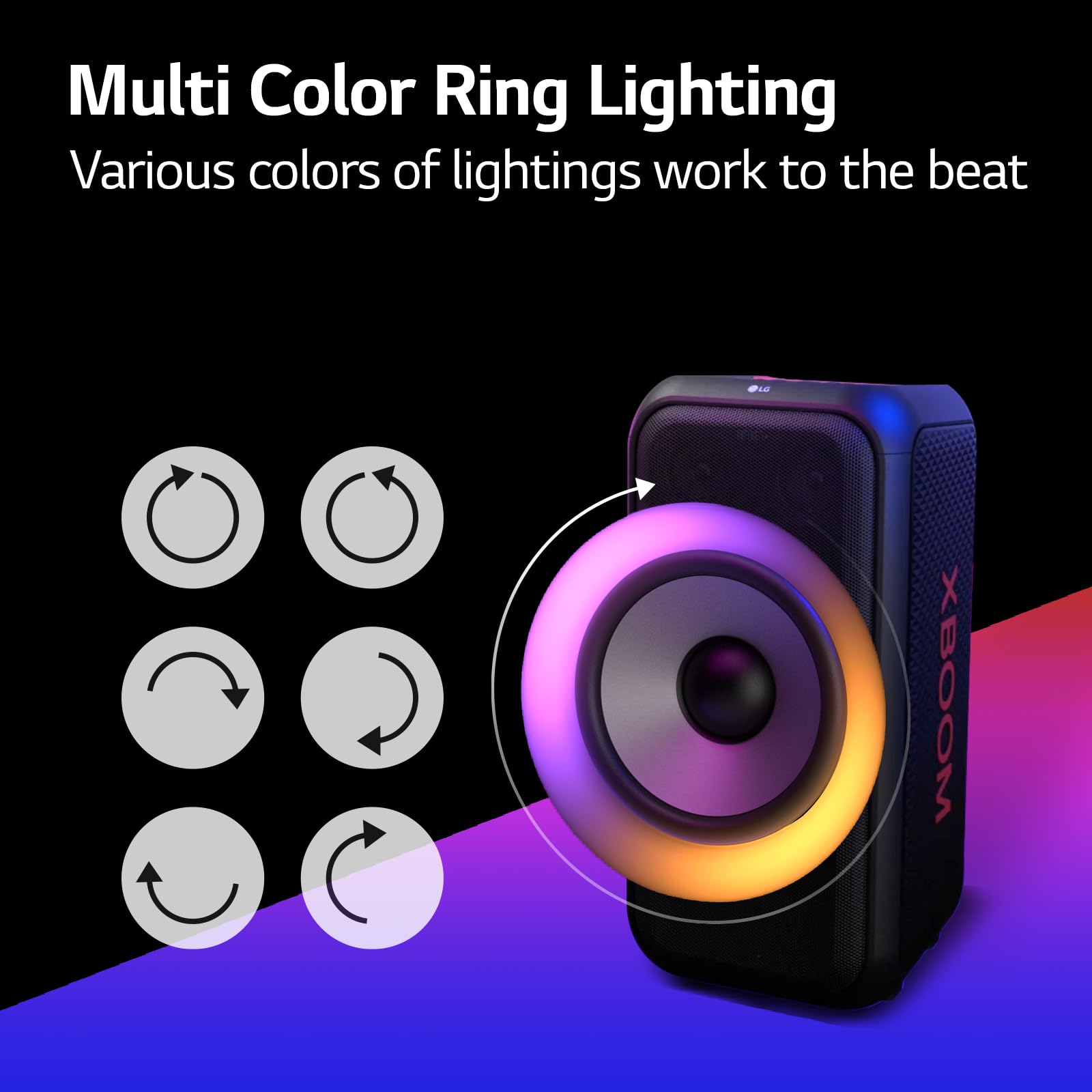 LG XBOOM XL5 2.1ch Multi-Color Ring Lighting Audio System up to 12HR Battery