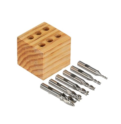 Miniatura 4 de HHIP 8000-0002 Juego de fresas de acero de alta velocidad de 4 flautas, 6 piezas, vástago de 38 pulgadas