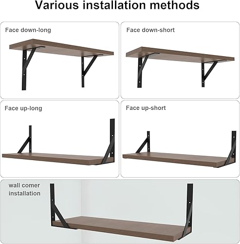 Miniatura 6 de SOGAL 8 pulgadas x 10 pulgadas Soportes de estante resistentes, Soporte de estante negro, Soportes angulares para estantes, Soportes en L para