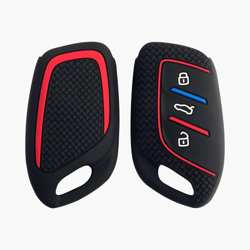 Silicone Car Key Cover Black Compatible for MG Astor, MG ZS EV Electric (3 Button Push Start Key)-image-31