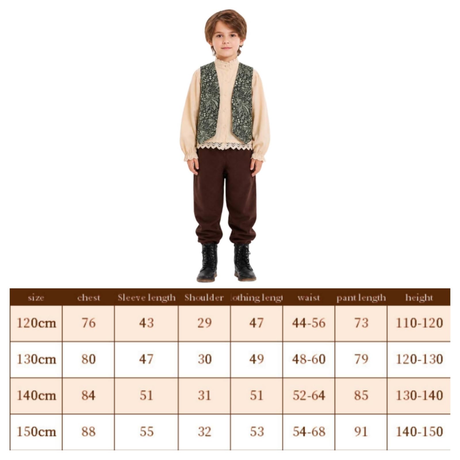 Abito Folk con Pantaloni Retrò | Morbido, Costume D' con Gilet, Resistente, per Recite Scolastiche, Feste a Tema