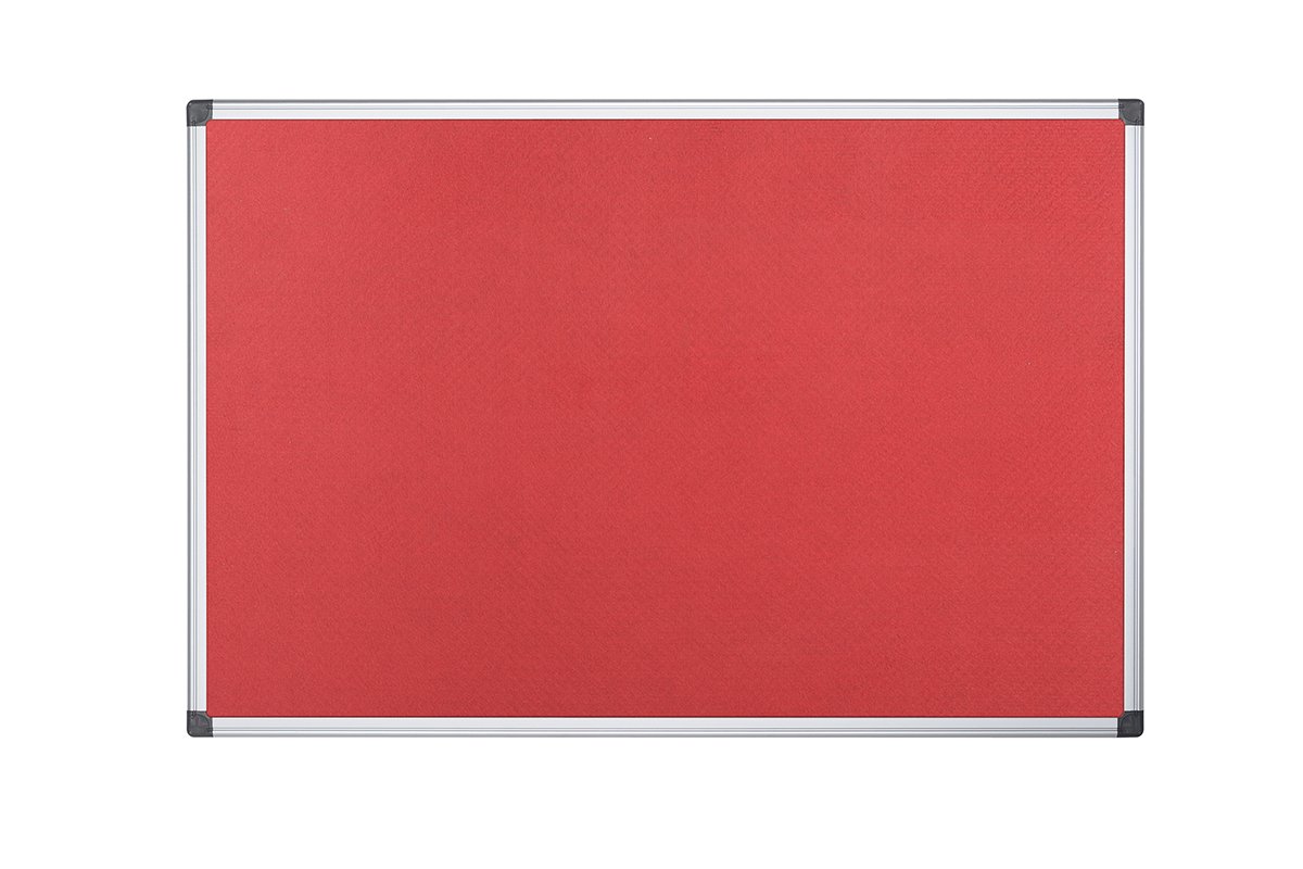 Bi-Office Filztafel Maya, Mit Aluminiumrahmen, Rote Filzoberfläche, Zum Gebrauch Mit Pinnnadeln, Pinnwand, 120 x 90 cm