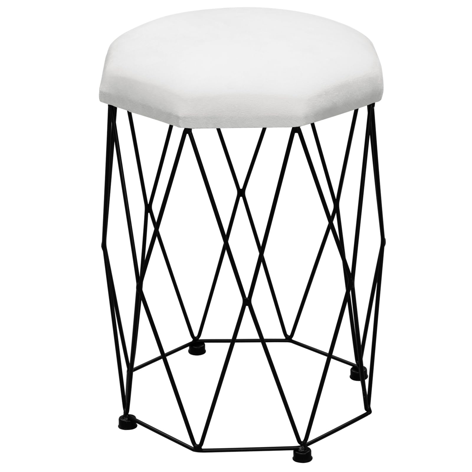 WOLTU Tabouret Coiffeuse, Chaise Coiffeuse, Siège Rembourré en Velours, Cadre en Métal, pour Chambre, Salon, 30x30x44cm, Blanc+Noir, MB6111wsz
