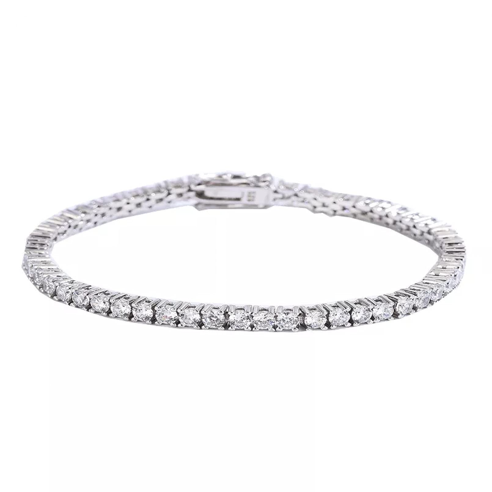 Damenarmband Platinplattiertes 925er Sterlingsilber 3Mm Diamantarmband, Geeignet Für High-End Schmuck Geschenke Für Damen Hochzeit