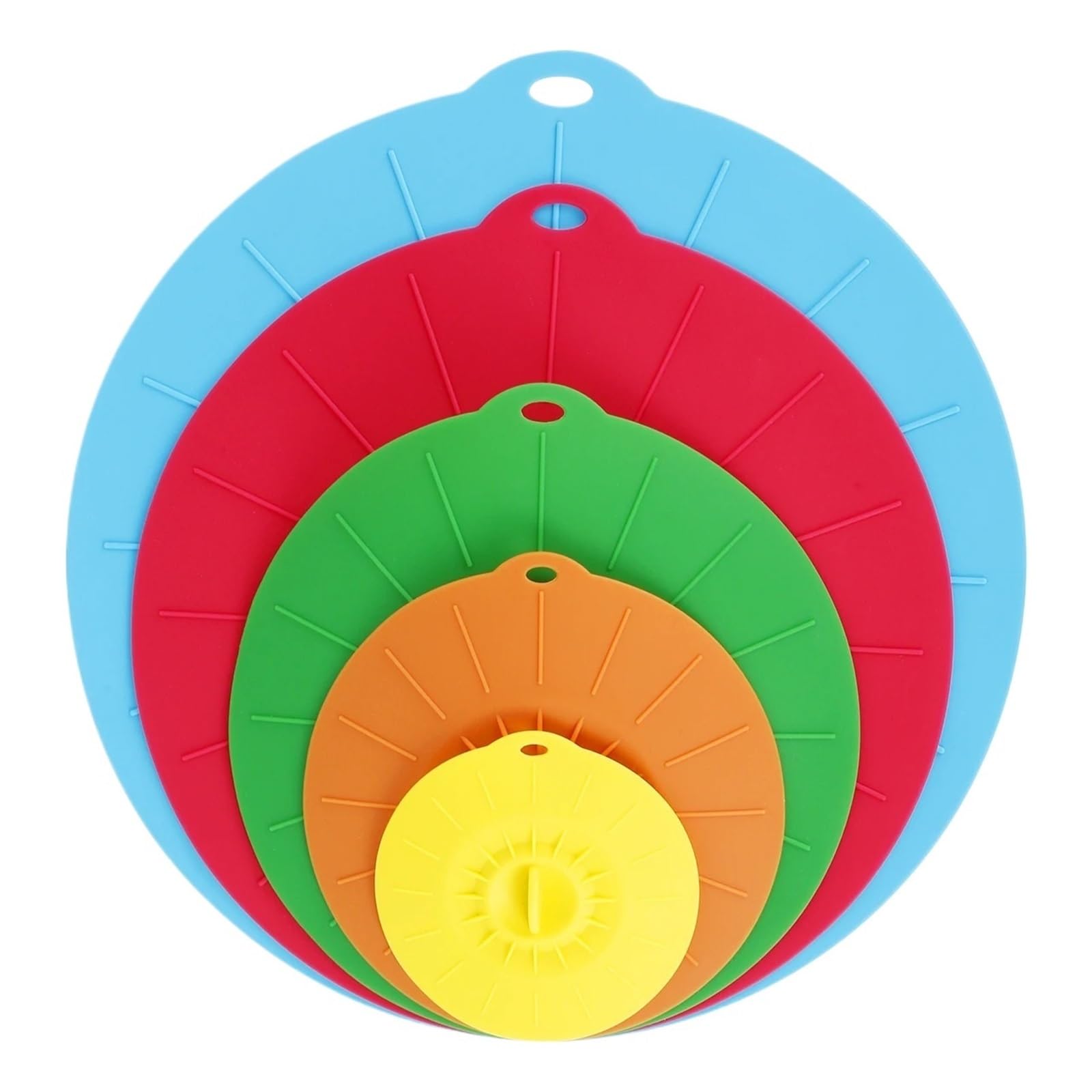 5Pcs Silicone Lids 4/6/8/10/12inch Heat Resistant Food Suction Lid Safe Microwave Splatter Cover Reusable Bowl Cup Pot Cover