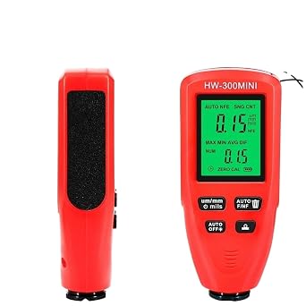 Thickness Gauge, HW-300MINI Coating Thickness Gauge 0-2000UM Car Coating Thickness Measurer Portable Auto Paint Gauge Meter for Cars Auto VehicleRed HW-300MINI