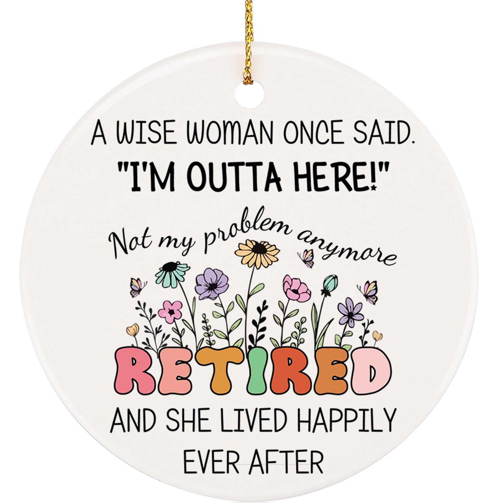PRSTENLY Retirement Gift for Women 2026, Funny Retirement Gifts for Woman Coworkers, Cool Retired Gifts for Retirees Women Boss Teacher Mom Friends, Round Ceramic Hanging Card Ornament โ image 1