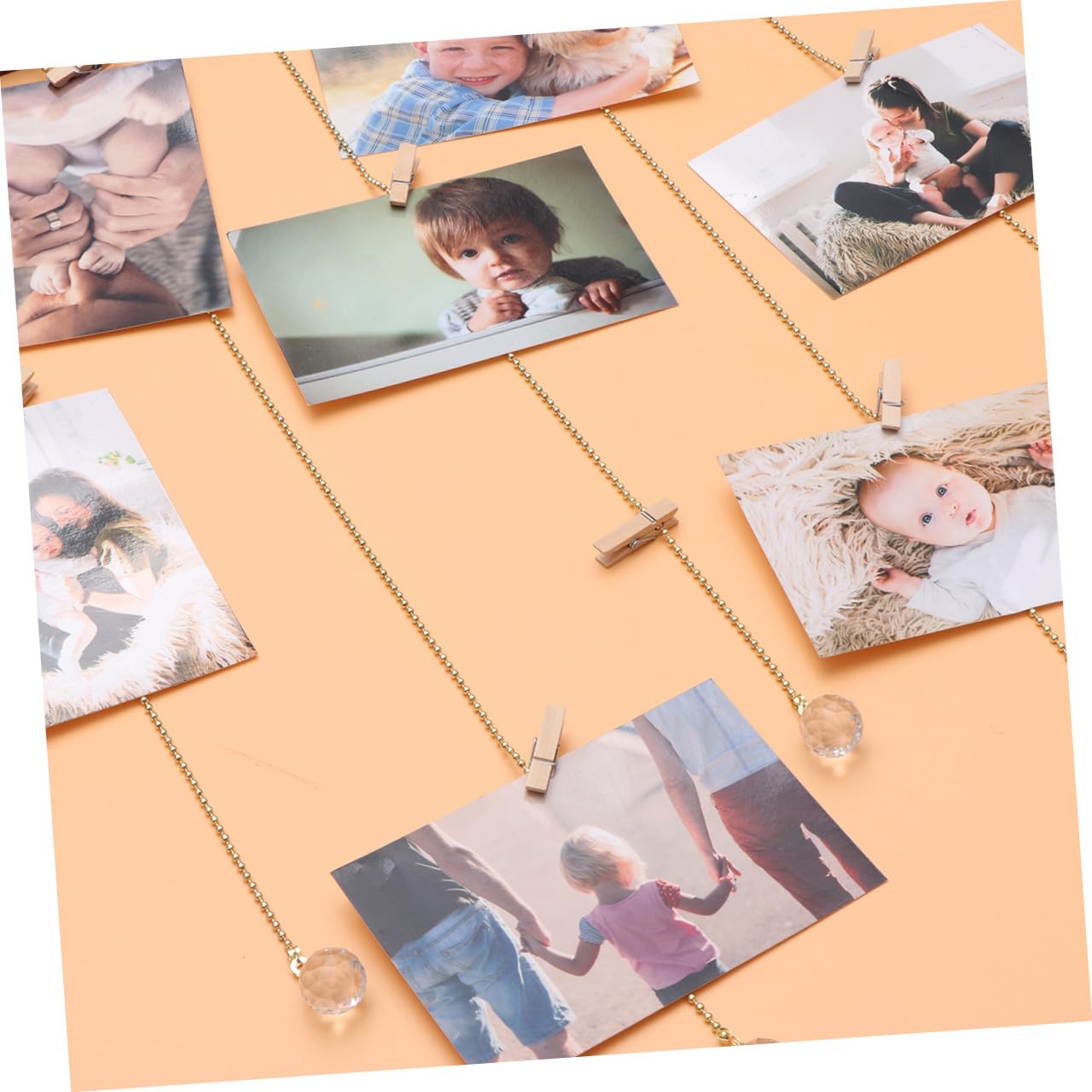 Amosfun Colgador de Fotos de Pared con 20 Clips de Madera Marrón