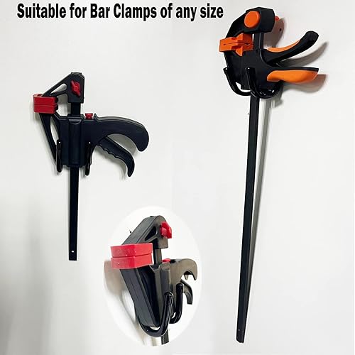 Miniatura 5 de Paquete de 2 ganchos de abrazadera de barra, clip de almacenamiento de pared, soporte de abrazadera, sostiene cualquier tamaño, se dobla para varios